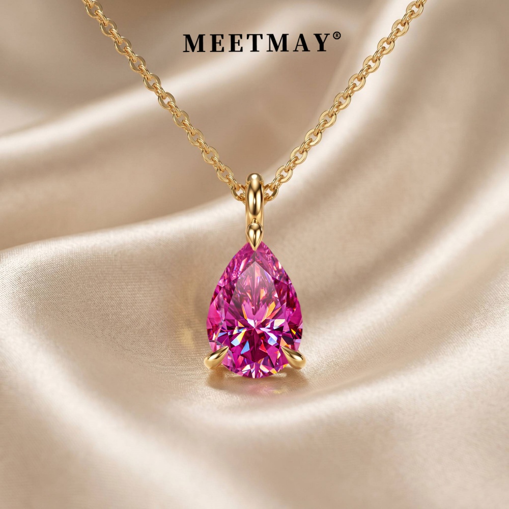 Women's 18K Gold Plated Pear Cut Moissanite Pendant Necklace